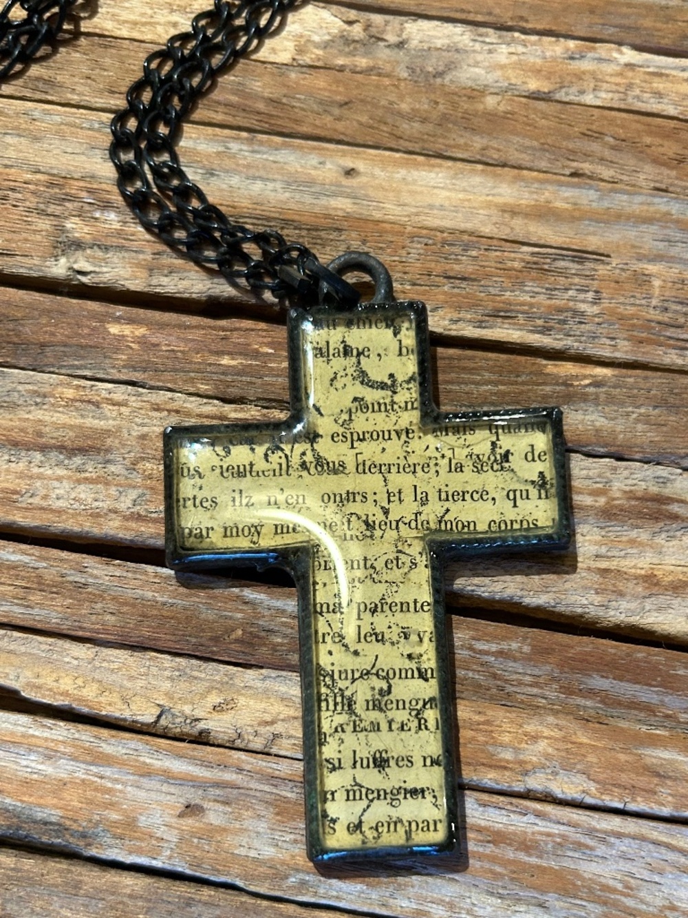 Handmade chunky French cross necklace